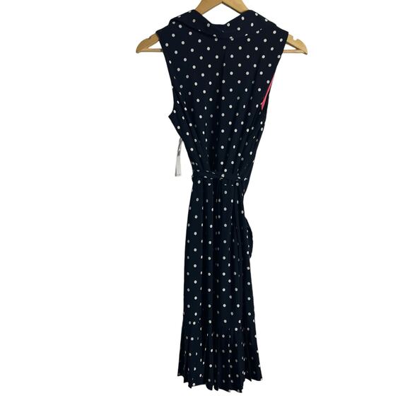 Sandra Darren Navy Polka Dot Sleeveless Button Shirt Midi Dress Size 10P - Picture 6 of 8